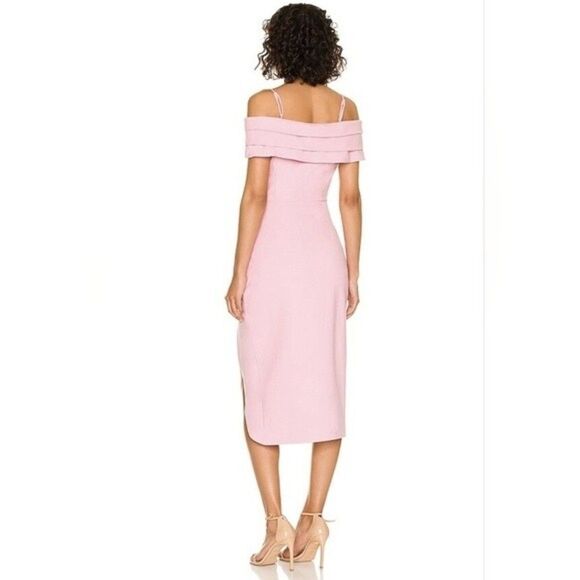 Elliatt Pink Eventide Dress Off Shoulder Tulip Hem - Picture 3 of 8